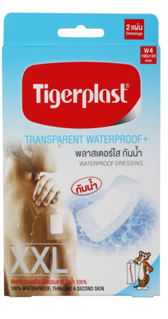 ไทเกอร์พล๊าส พลาสเตอร์ฟิมล์ใสกันน้ำ  มีแผ่นซึมซับ TRANSPARENT WATERPROOF  W Series